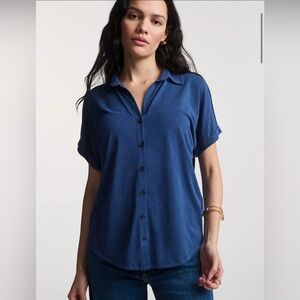 Mavi Luxe Touch Tencel Button-Up T-Shirt